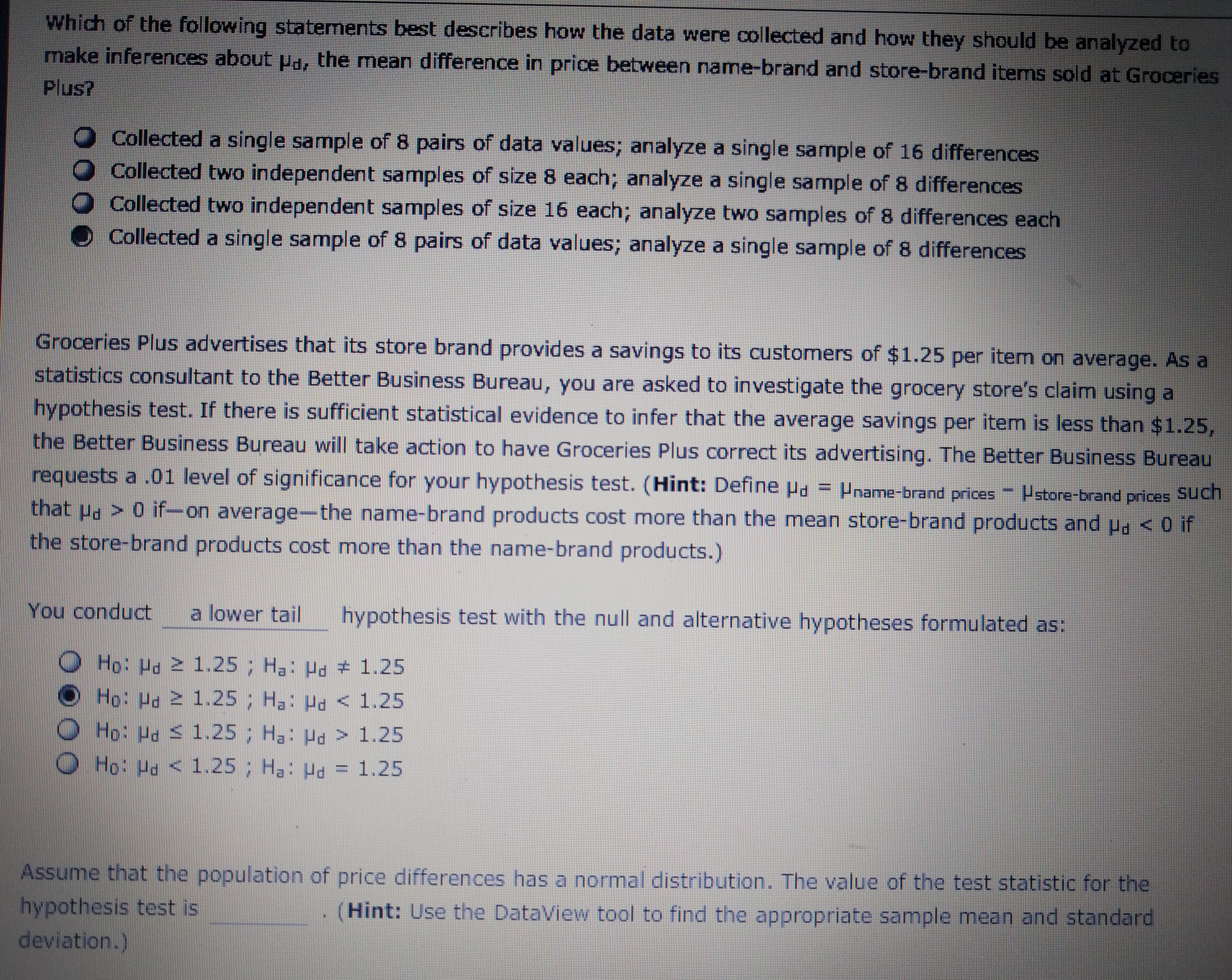 about the difference between two population means - Matched samples Are store-brand