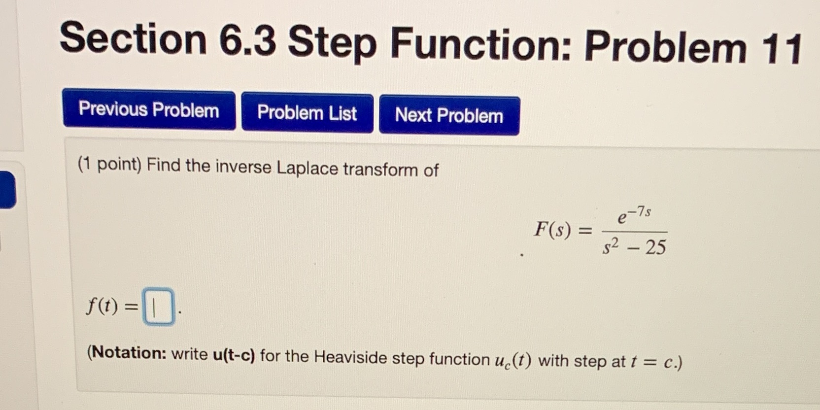  Section 6.3 Step Function: Problem 11 Previous Problem Problem List Next