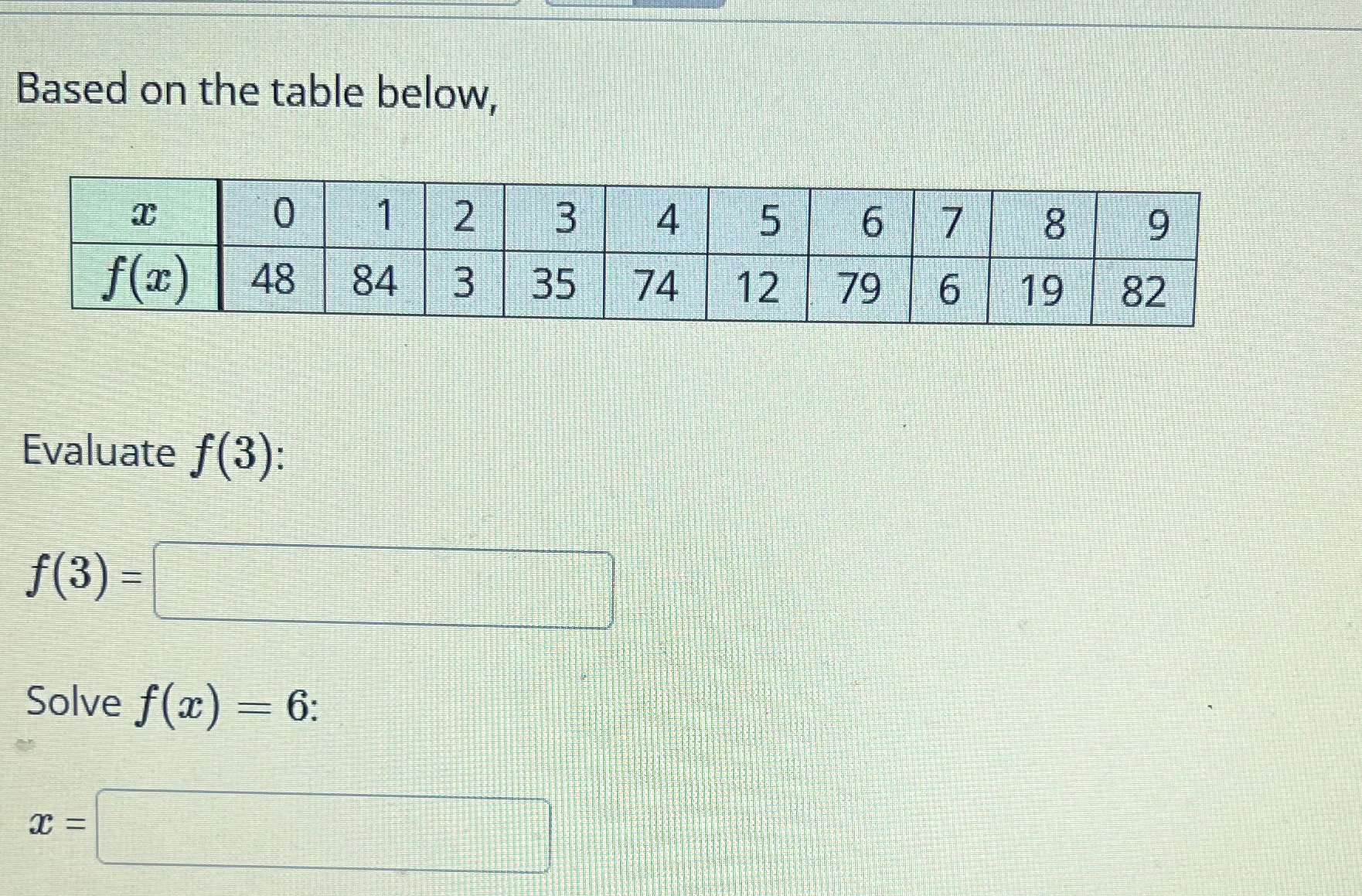4 Based on the table below, 2 3 4 5 6 7