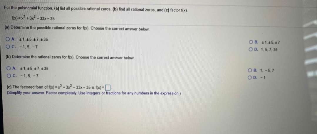 solve the problem im stuck in the question For the polynomial function,
