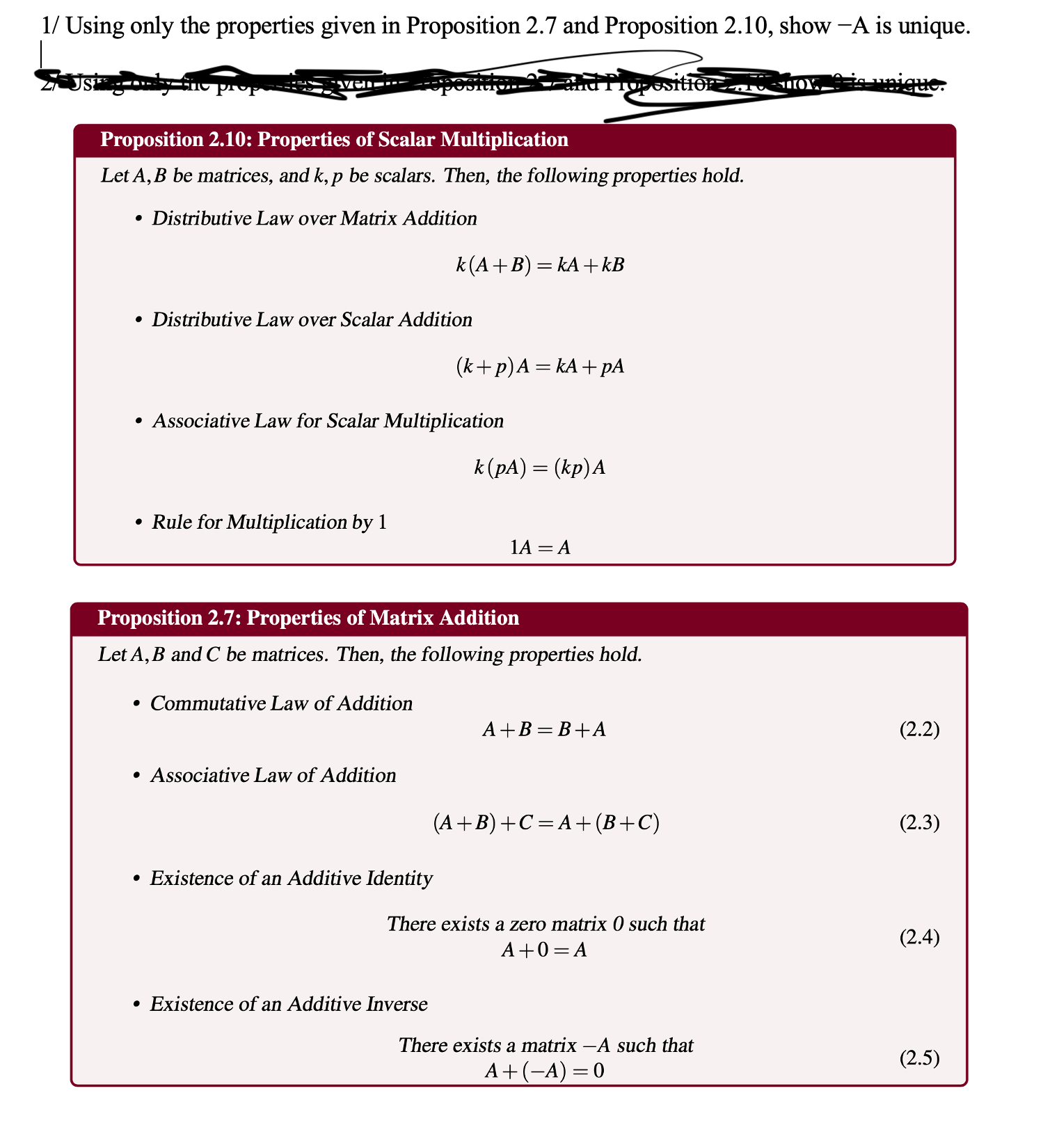 Please help me solving question 1, using two proposition and proof -A