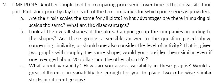  2. TIME PLOTS: Another simple tool for comparing price series over