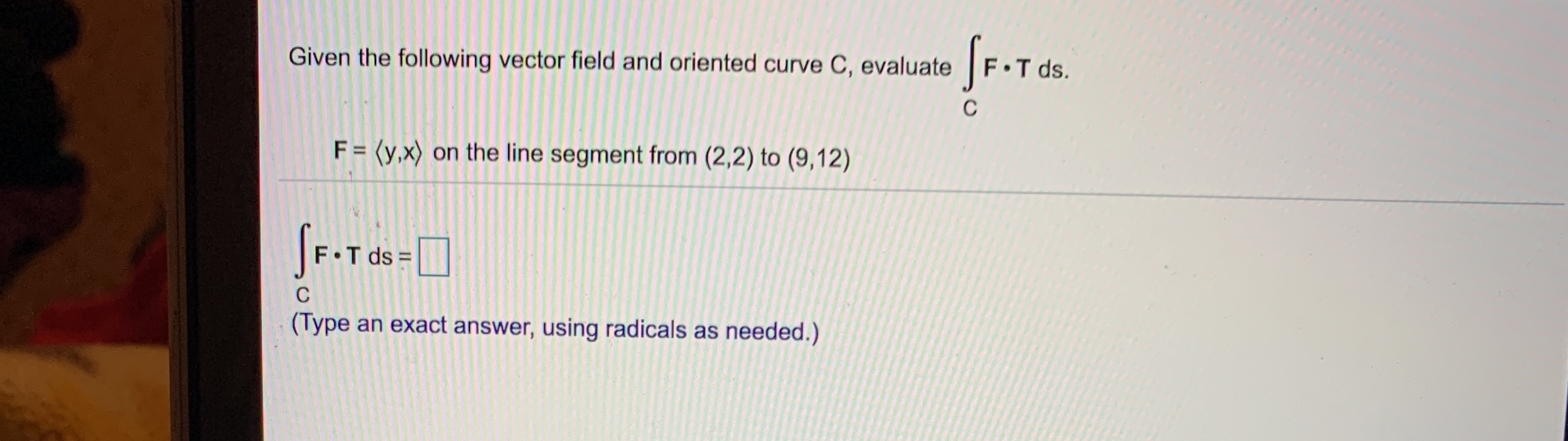 How would I work this problem? Given the following vector field and