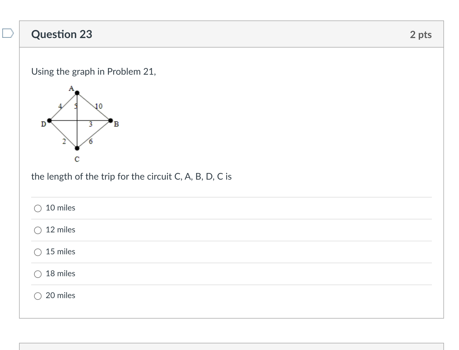  D Question 23 Using the graph in Problem 21, the length