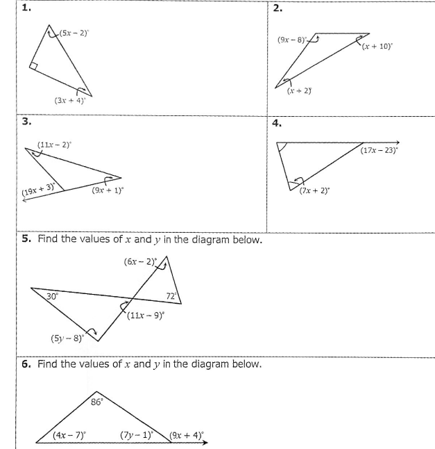solve for x and show work 1. 2. (5x - 2) (9x
