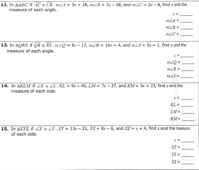 1) (7x + 2)" 5. Find the values of x and y