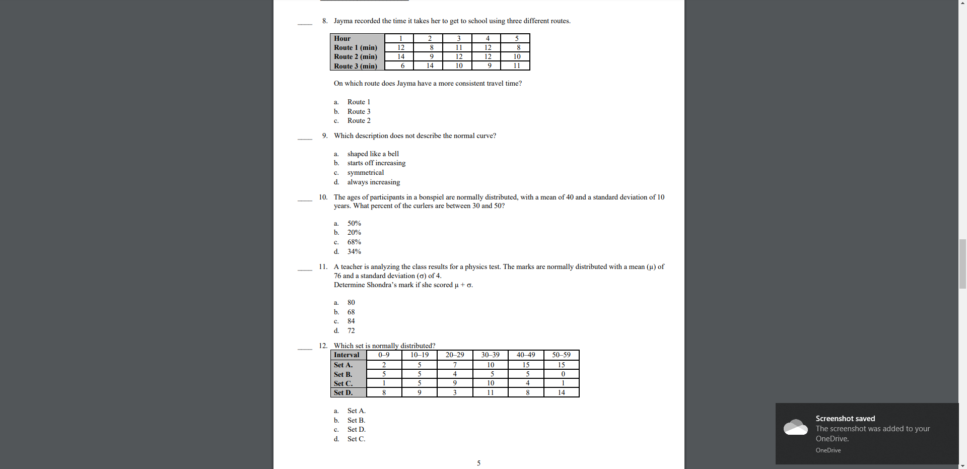 Test 1 Scores (out of 100) 90 84 77 66 89 84