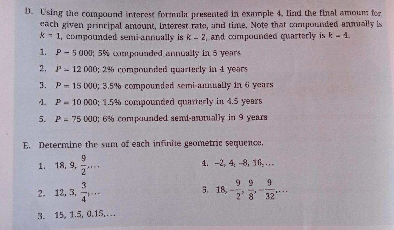 common difference and the next two terms. If the sequence is geometric,