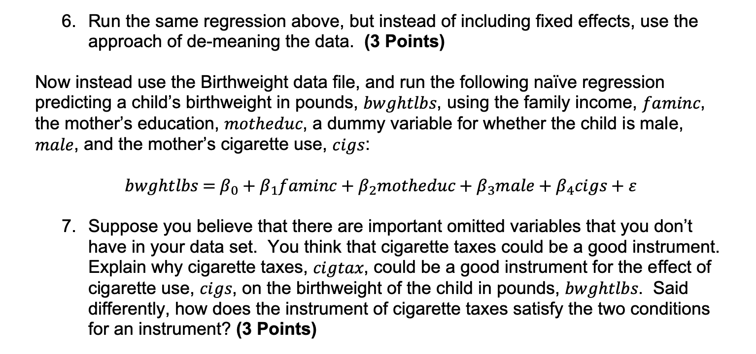 need the actual answers. The problem set is about panel data and