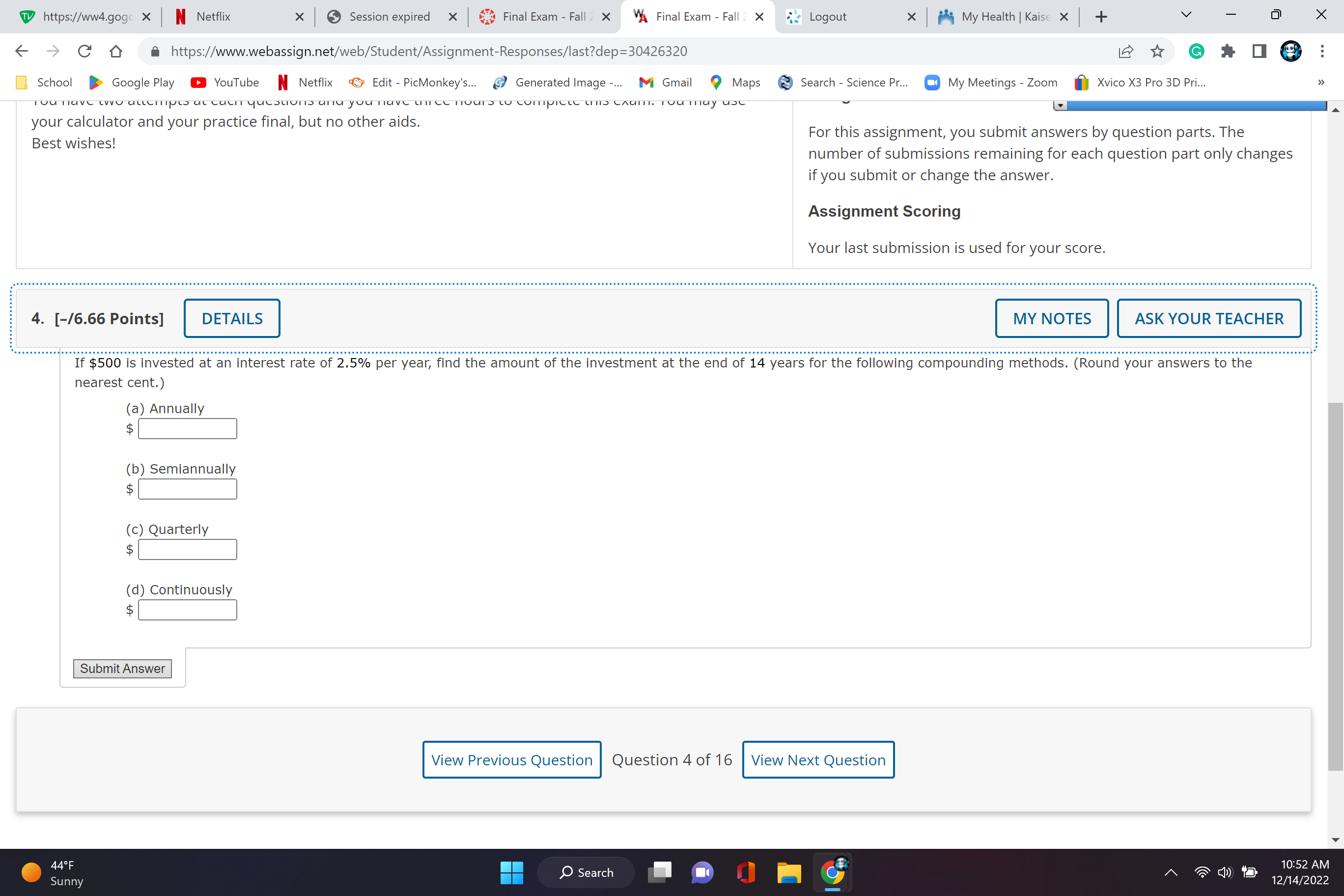 x q My Health | Kaise X + X -CD https://www.webassign.net/web/Student/Assignment-Responses/last?dep=30426320 ...