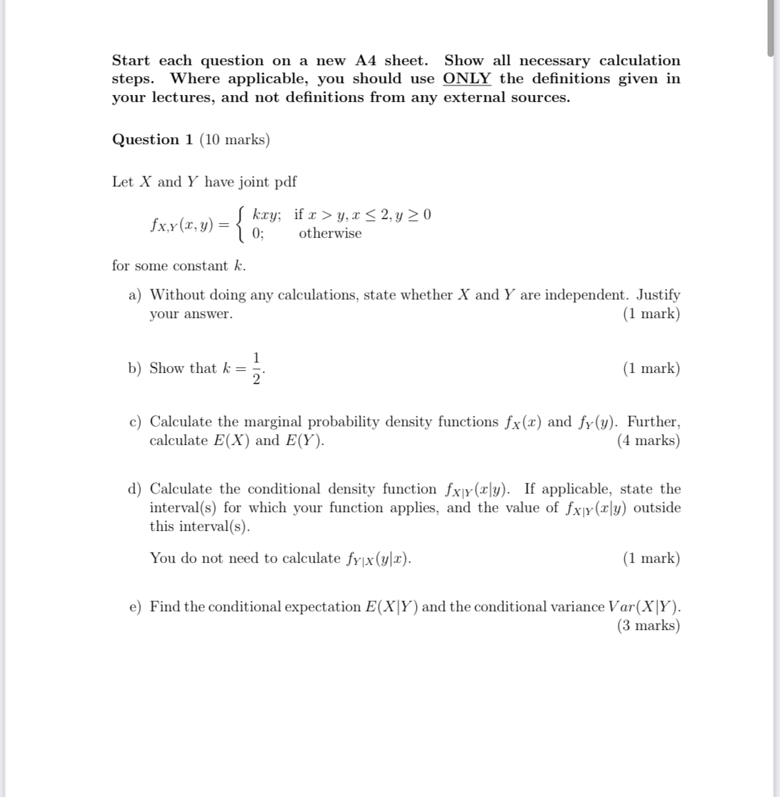Please see this answer Start each question on a new A4 sheet.
