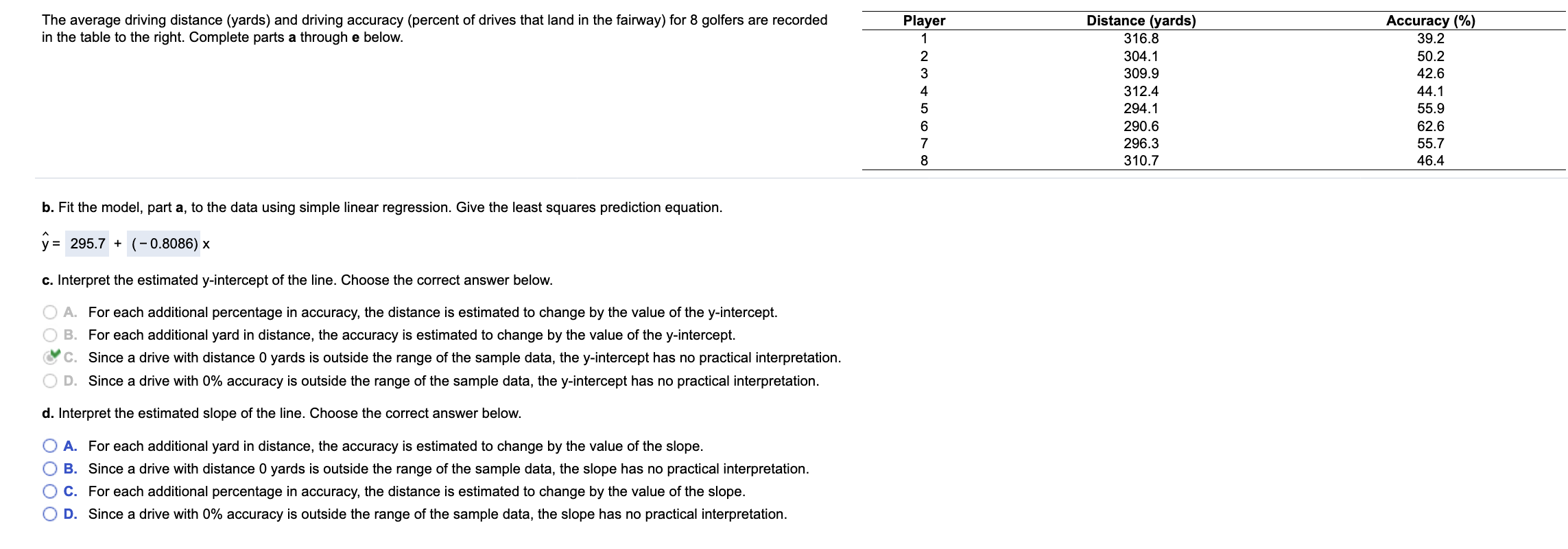 Simple Linear Regression PLEASE HELP ME UNDERSTAND HOW SOLVE PROBLEM IF YOU