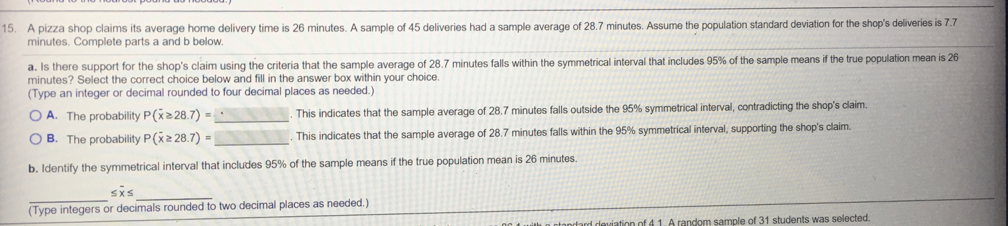 places as needed.) b) op = (Round to four decimal places as