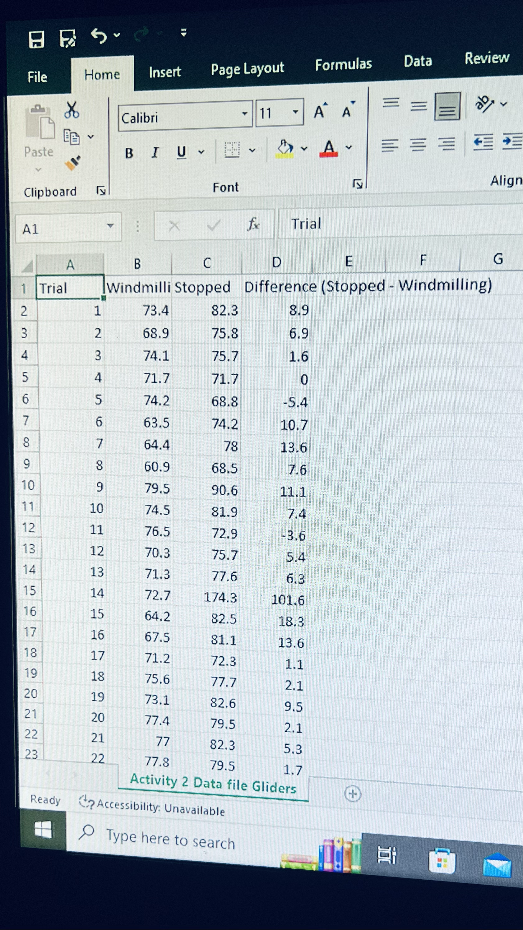 these questions: 1. Trial 3 has the following numbers: 74.1, 75.7, and