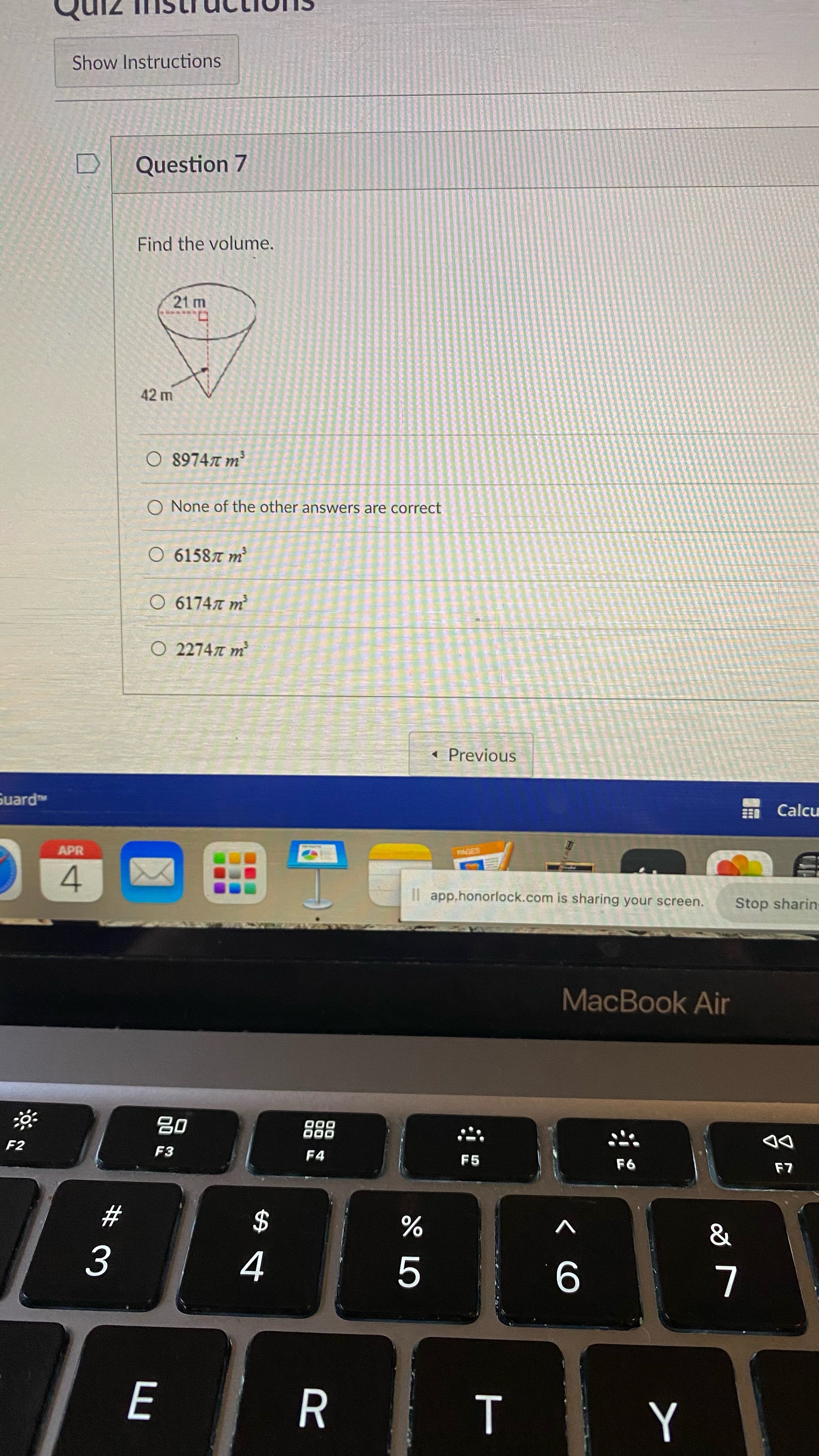 5232m O 3375m O None of the other answers are correct Previous