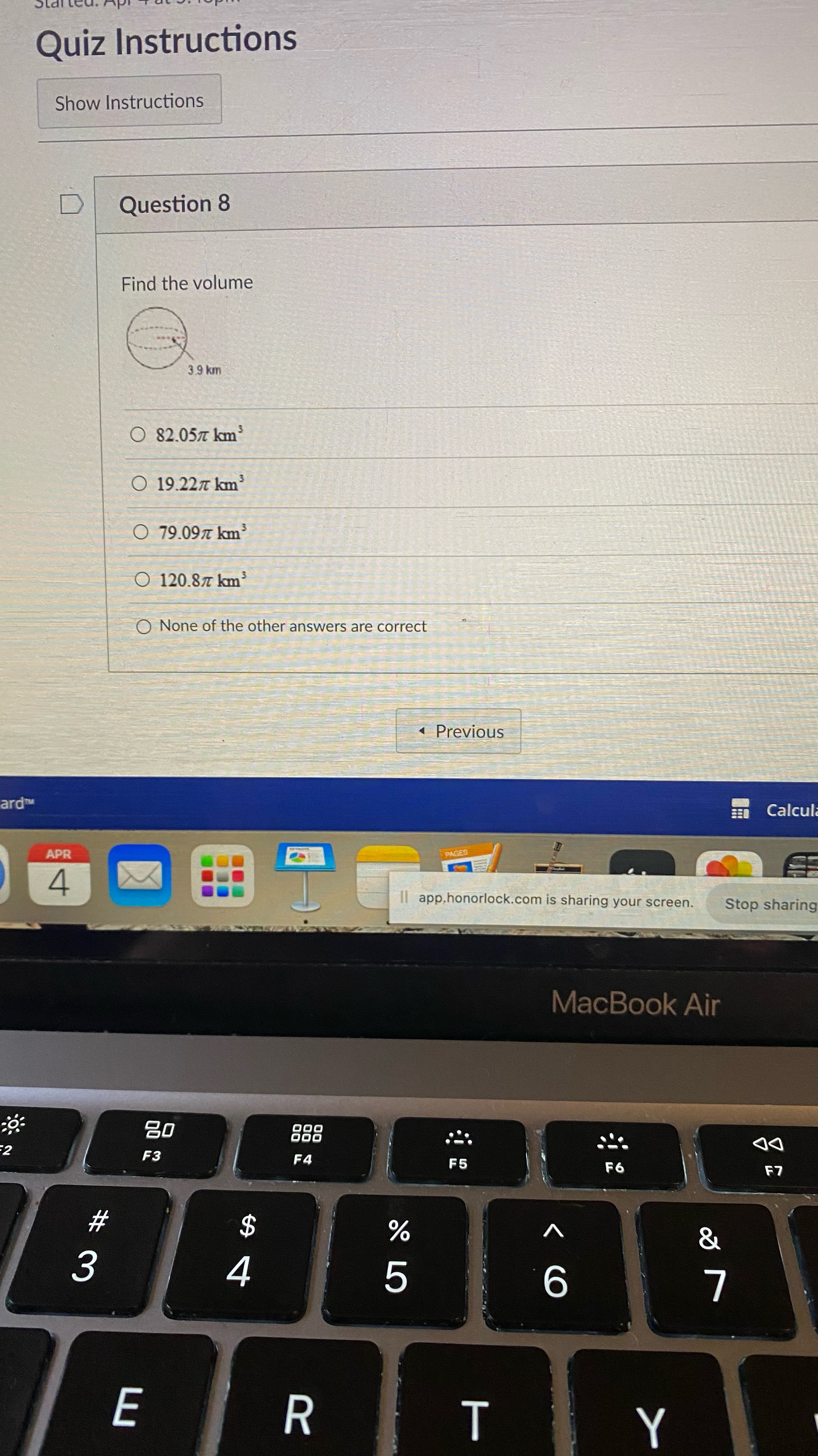 ardTM Calculat APR PAGES 4 'll app, honorlock.com is sharing your screen.