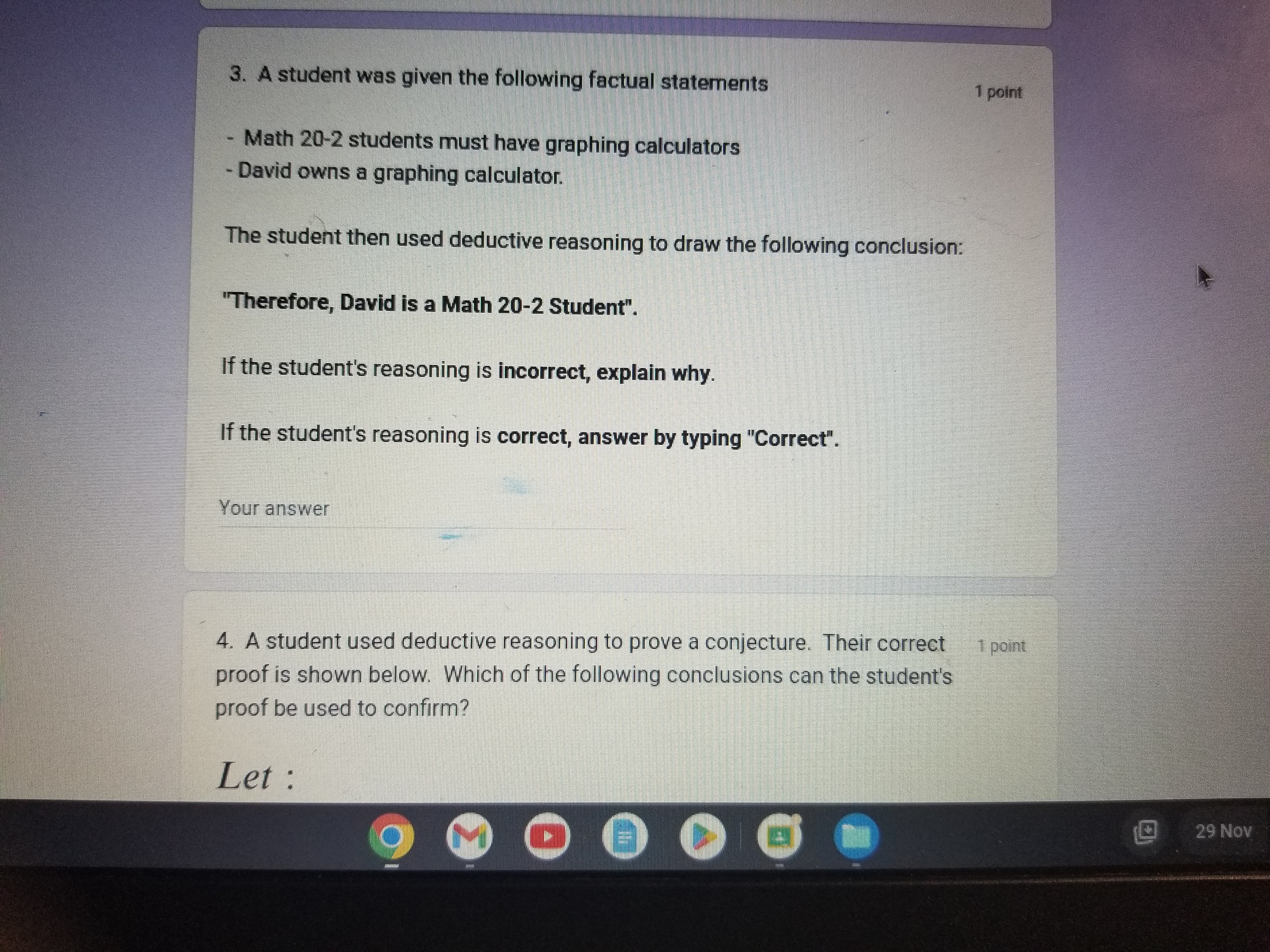 valid. True False 2. Use the factual statements below to answer the