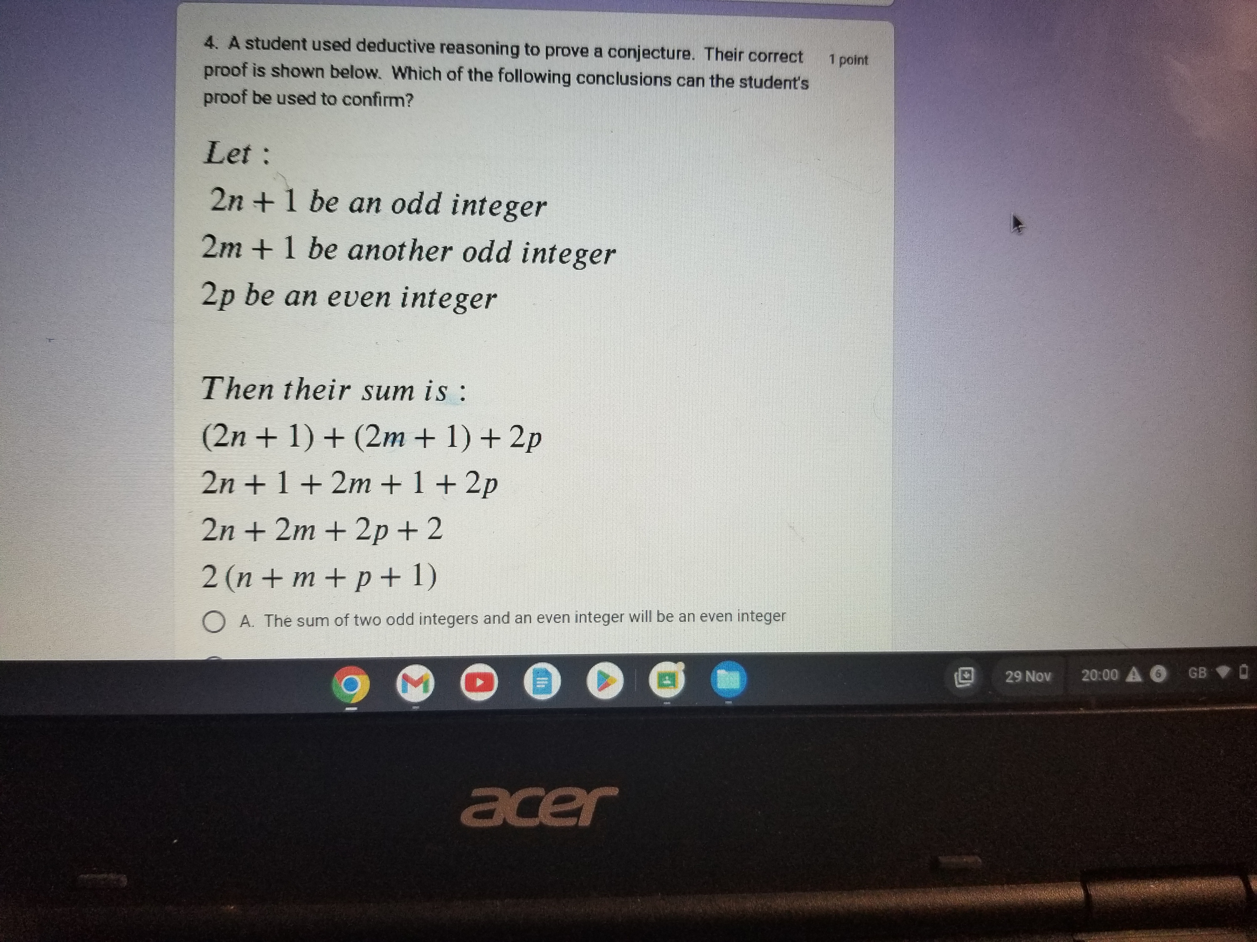 question that follows: 1 point - All cats are mammals. All mammals