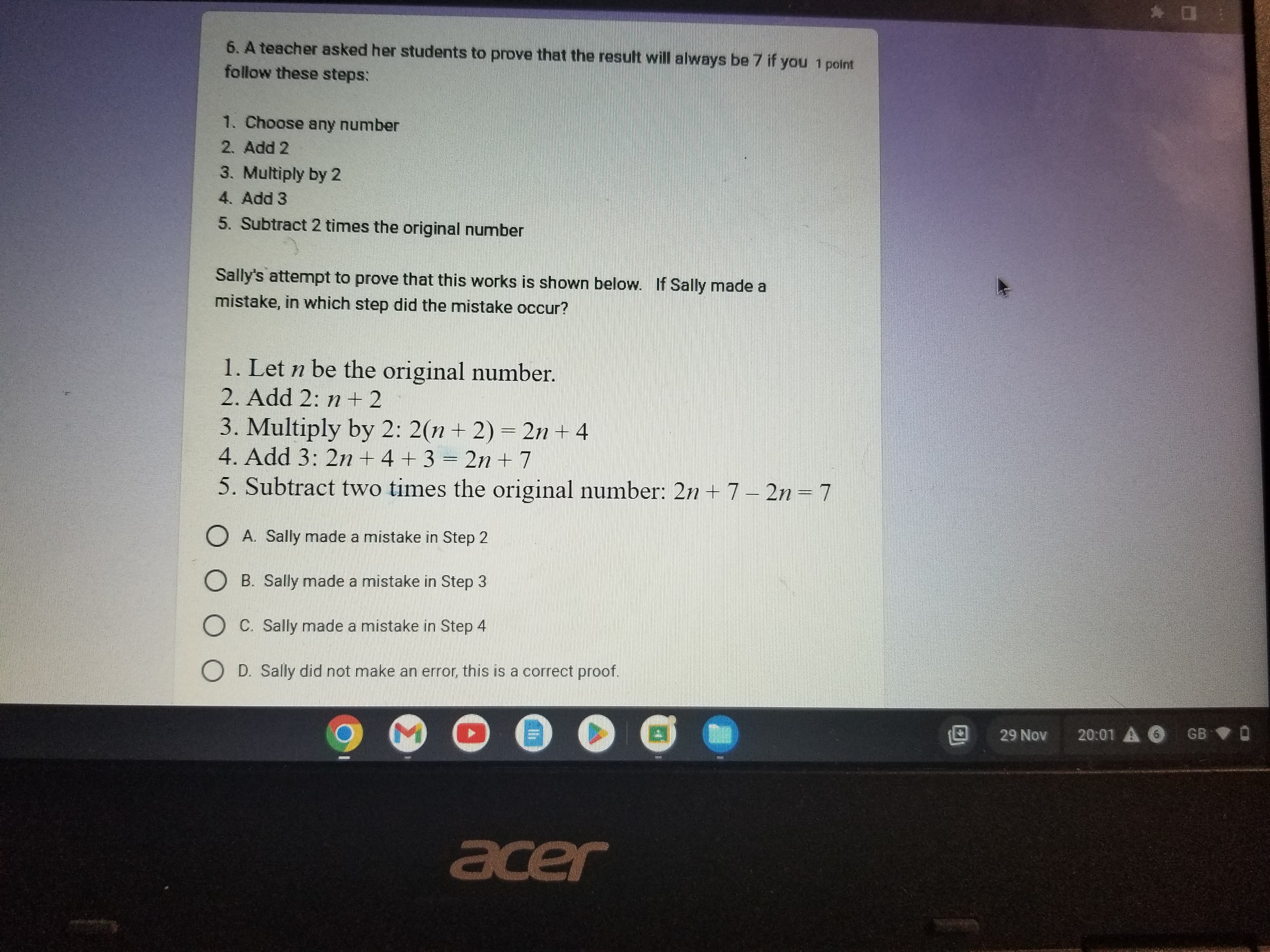 Based on the information, which, if any, of the student's deductions are