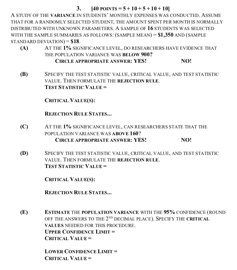 Please help me solve this statistics problemInterferences about the populationShow all work