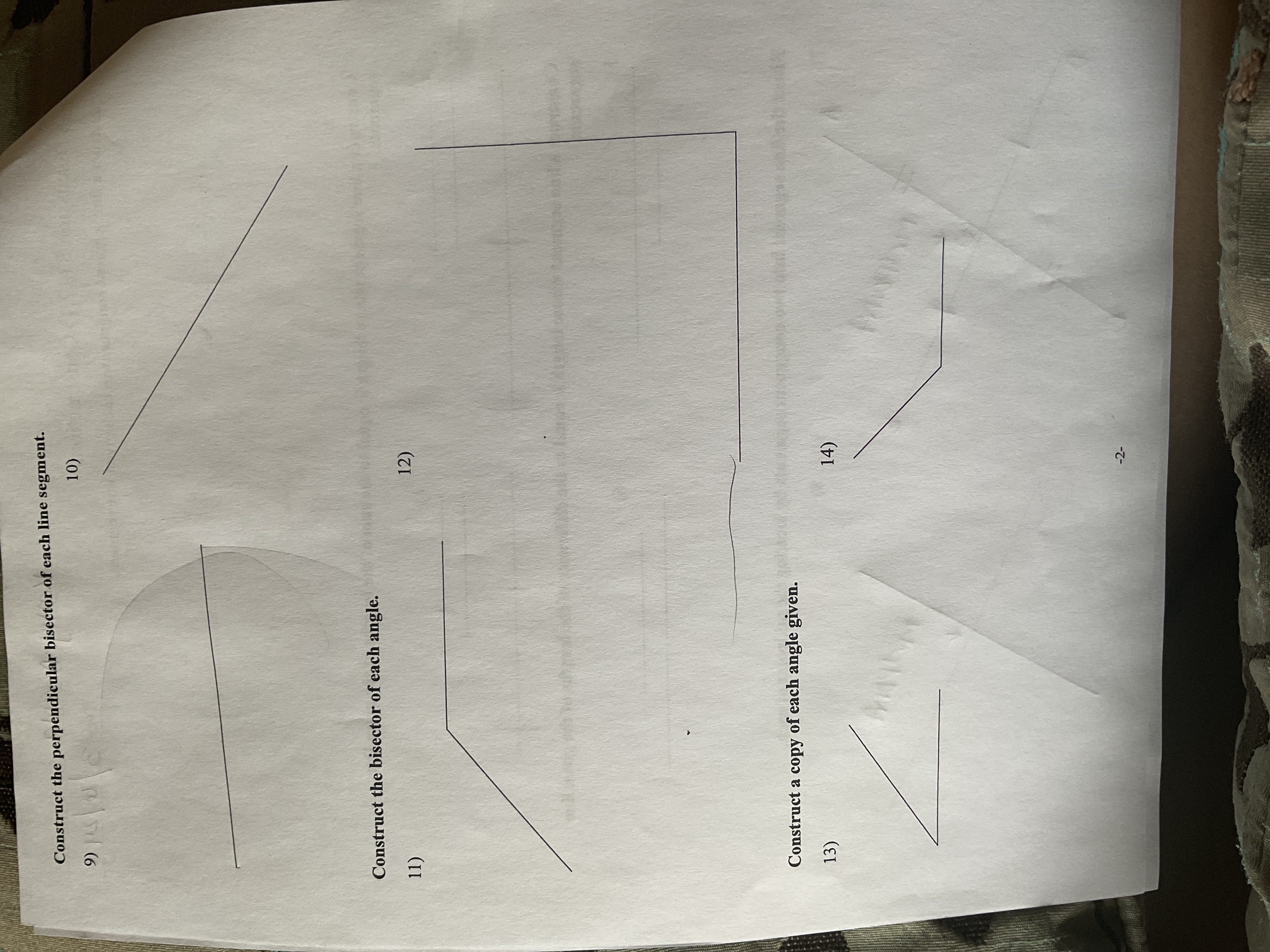  Construct the perpendicular bisector of each line segment. 10) Construct the