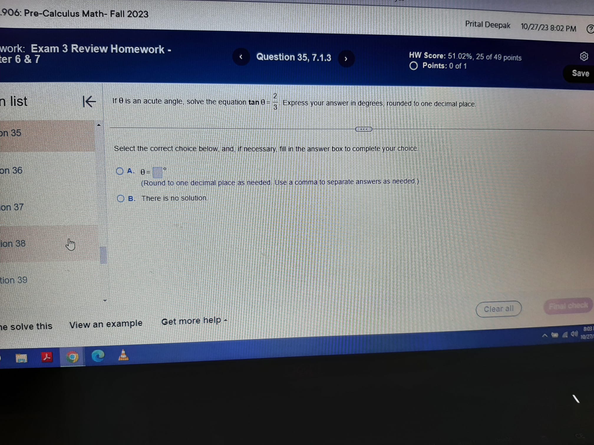 Exam 3 Review Homework - Chapter 6 & 7 Next question S