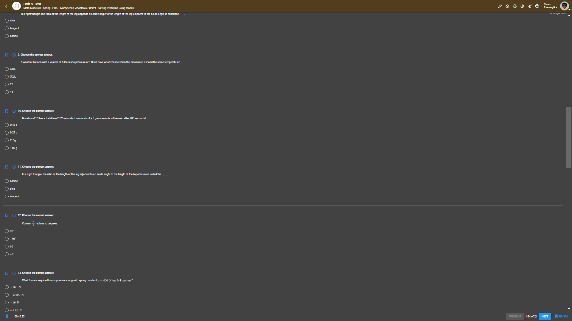 / Unit 9 - Solving Problems Using Models Q 3. Select all