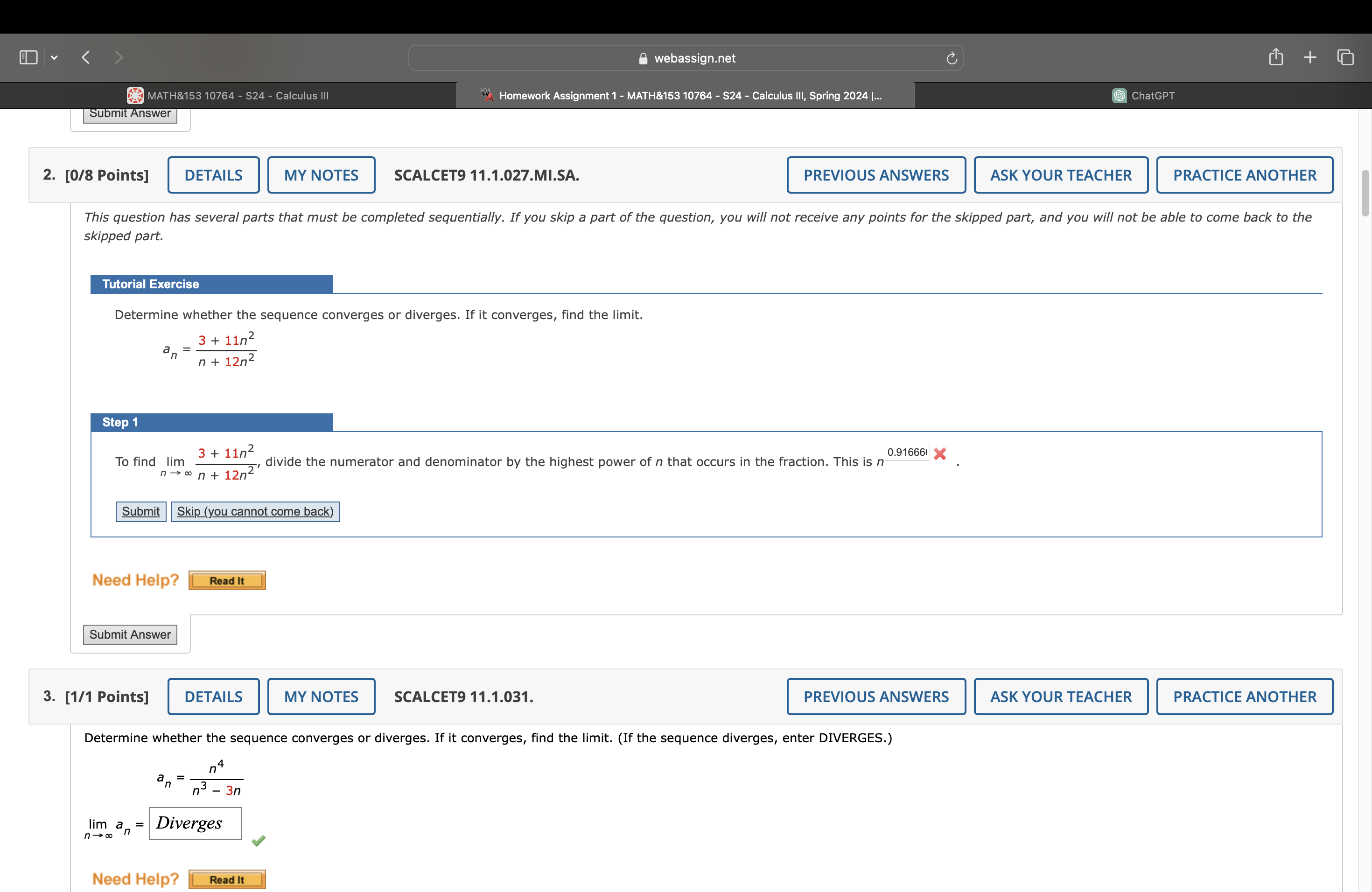 MY NOTES SCALCET9 11.5.007.MI. PREVIOUS ANSWERS ASK YOUR TEACHER PRACTICE ANOTHER Test