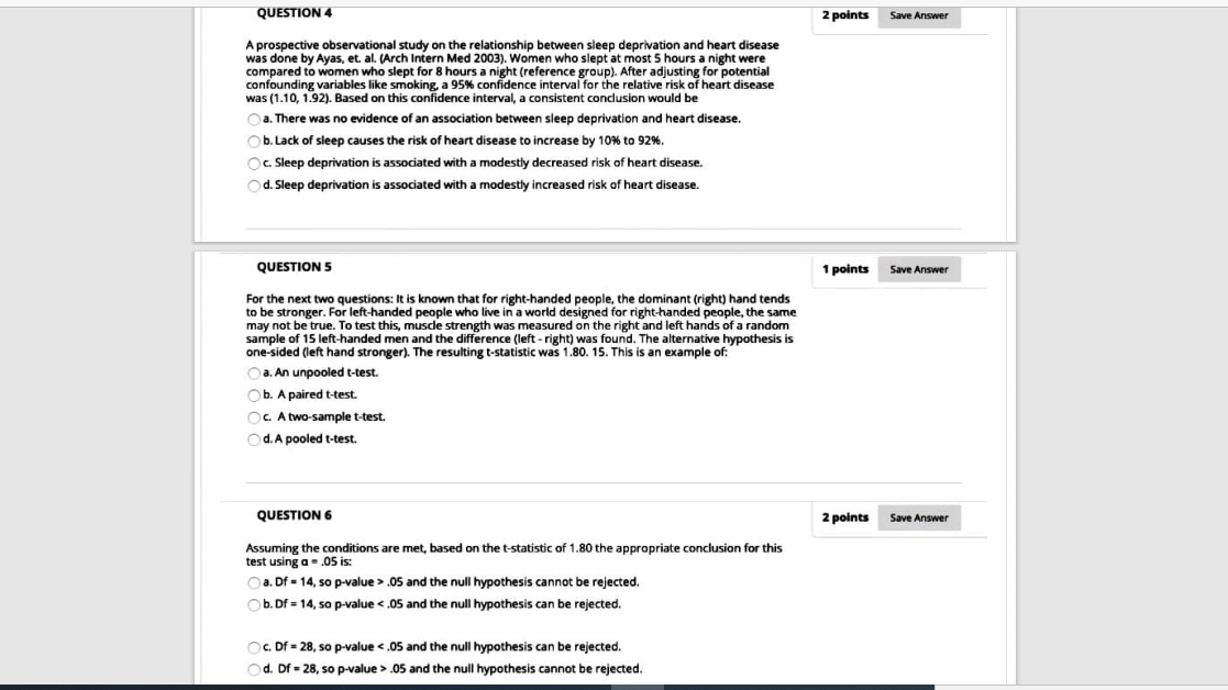 choose th correct answer QUESTION 4 2 points Save Answer A prospective