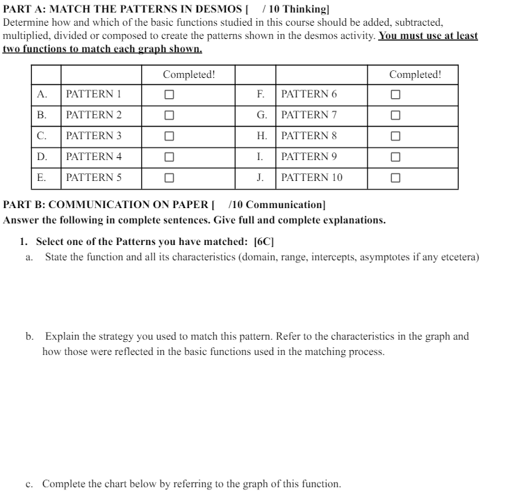 Please complete everything. Provide all the formulas to get the graphs. Thank