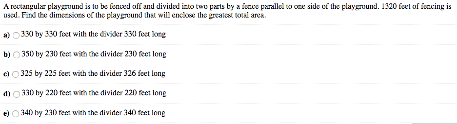 A rectangular playground is to be fenced off and divided into