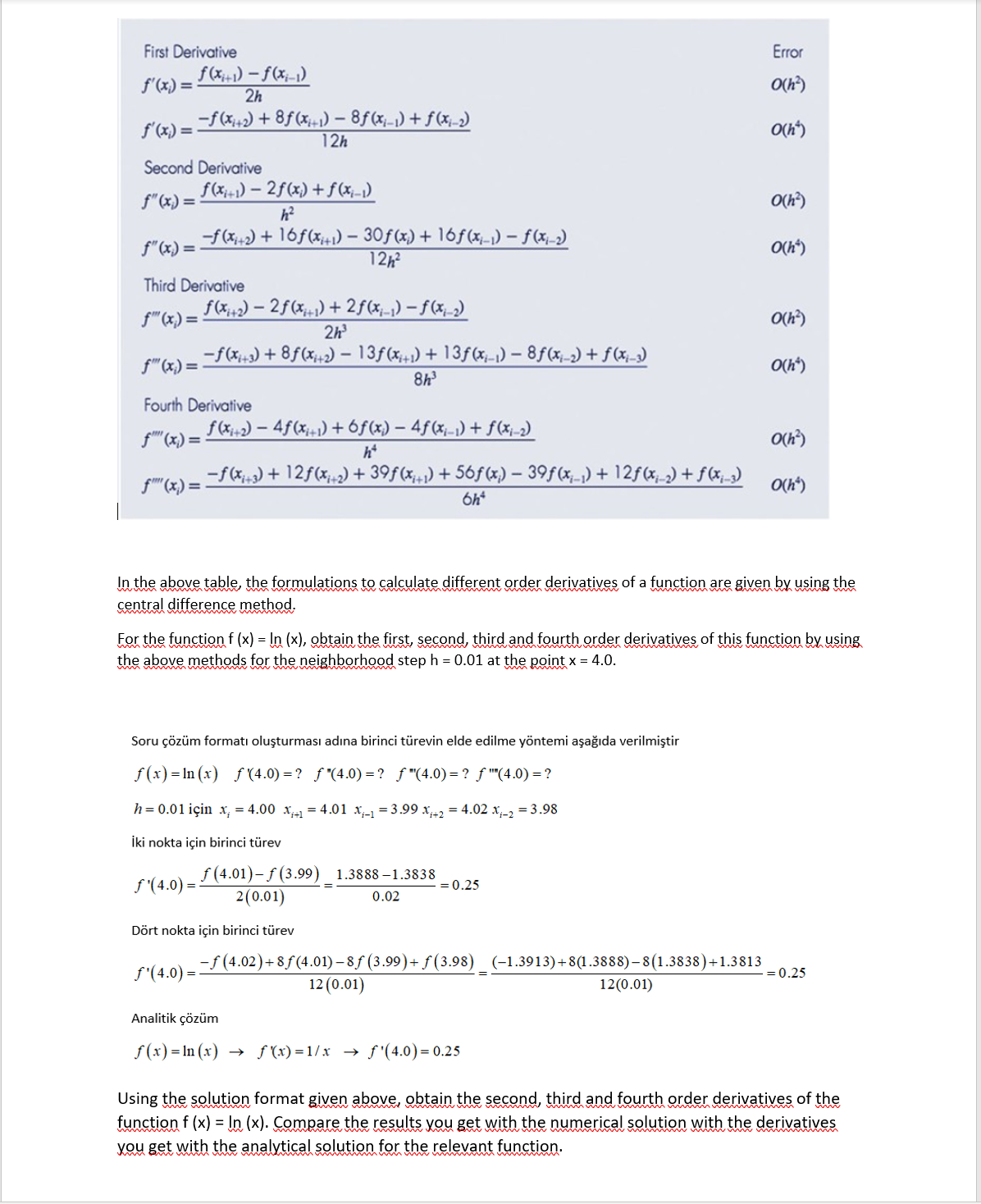 Can you help me? it's about numerical numbers question. First Derivative Error
