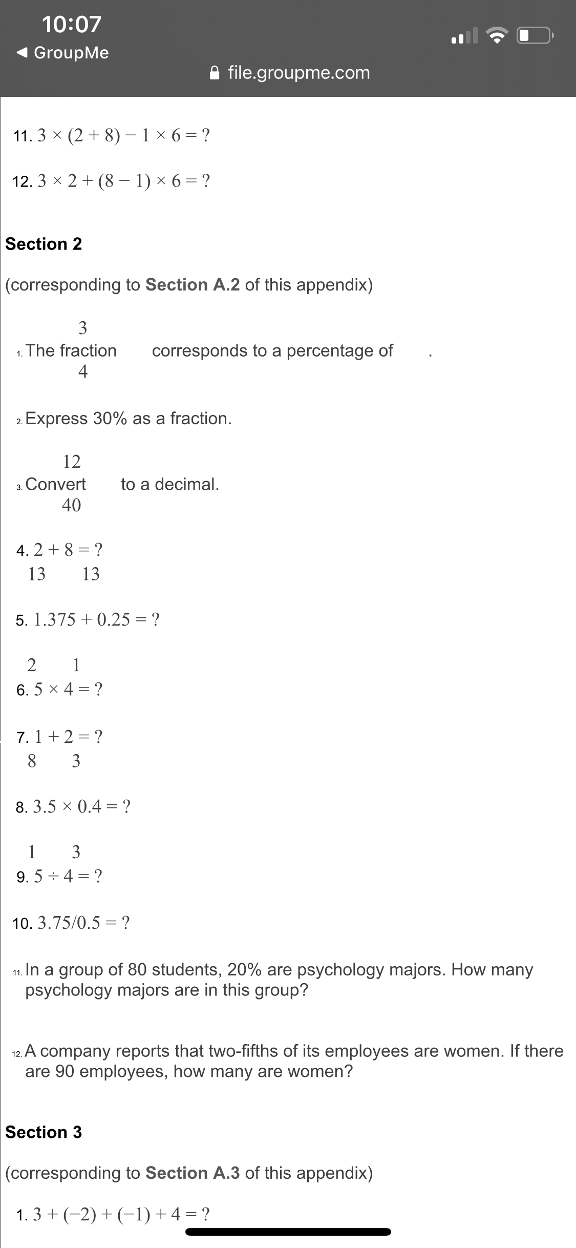 I need help with sections 3,4 & 5 10:07 GroupMe A file.groupme.com