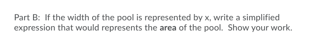 of the pool. Show your work. Part C: If a concrete walkway