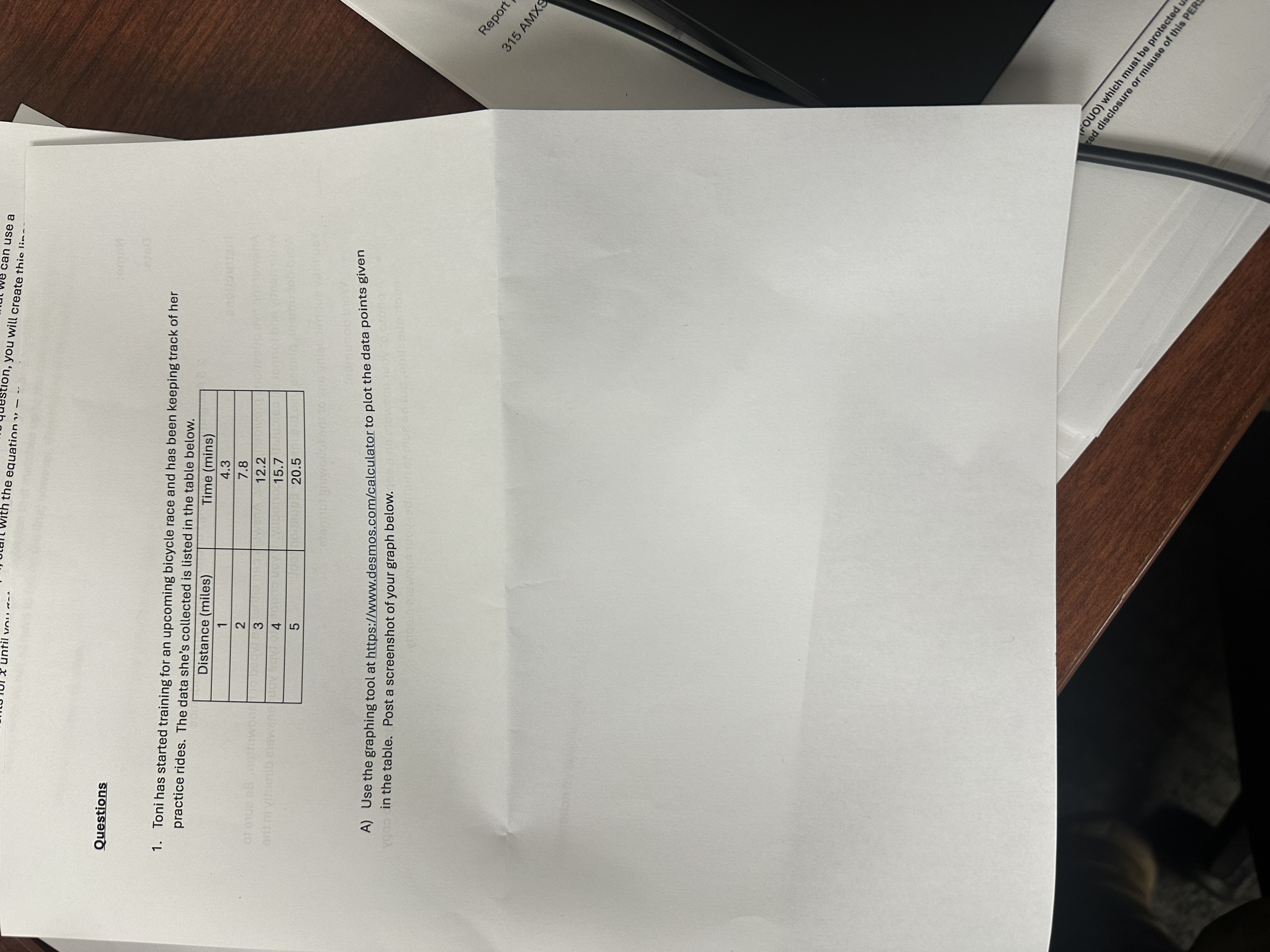 the five questions provided below. Answers can either be typed or handwritten.