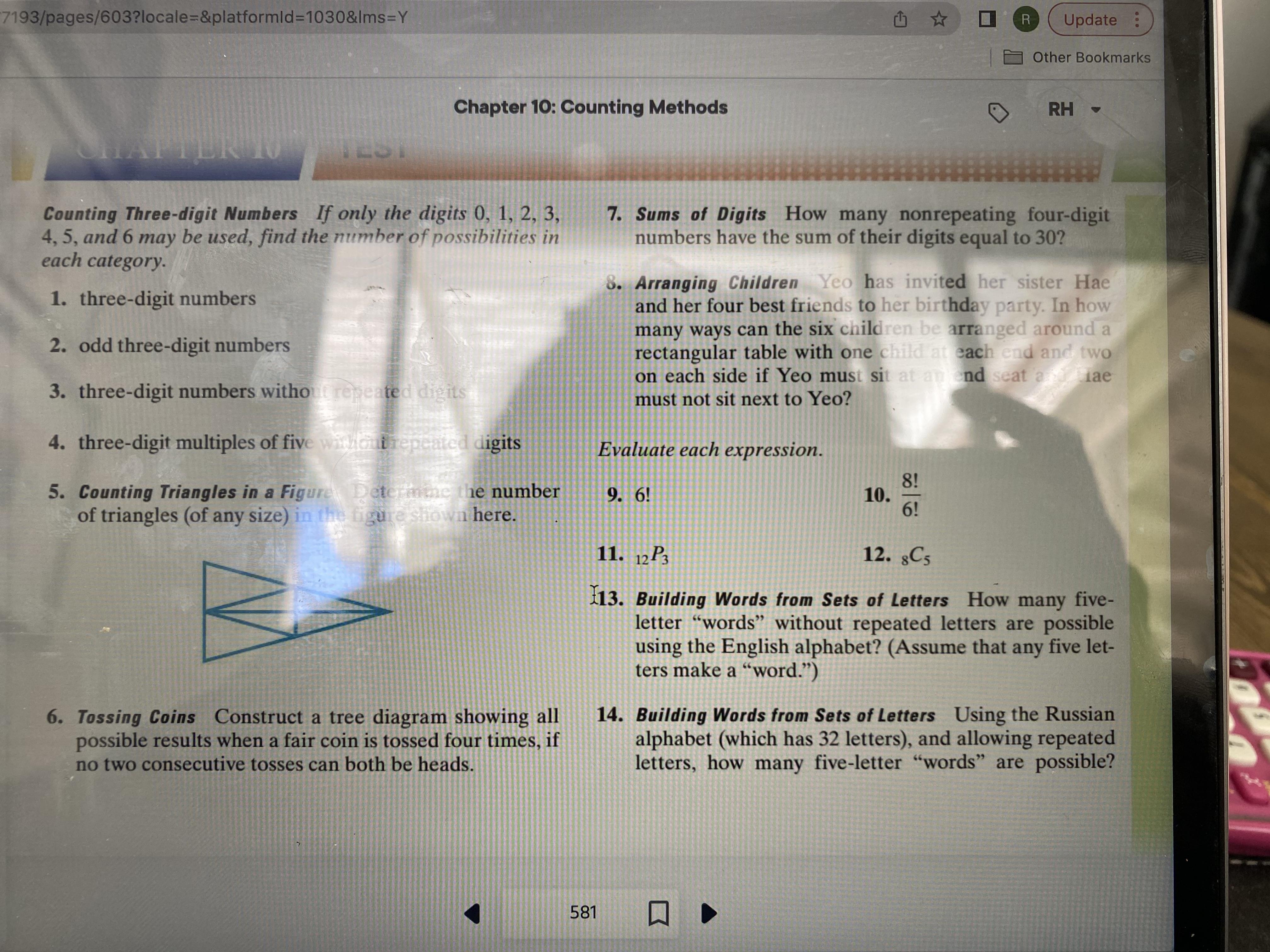 has seven homework Choosing Subsets of assignmen o complete. She wants to