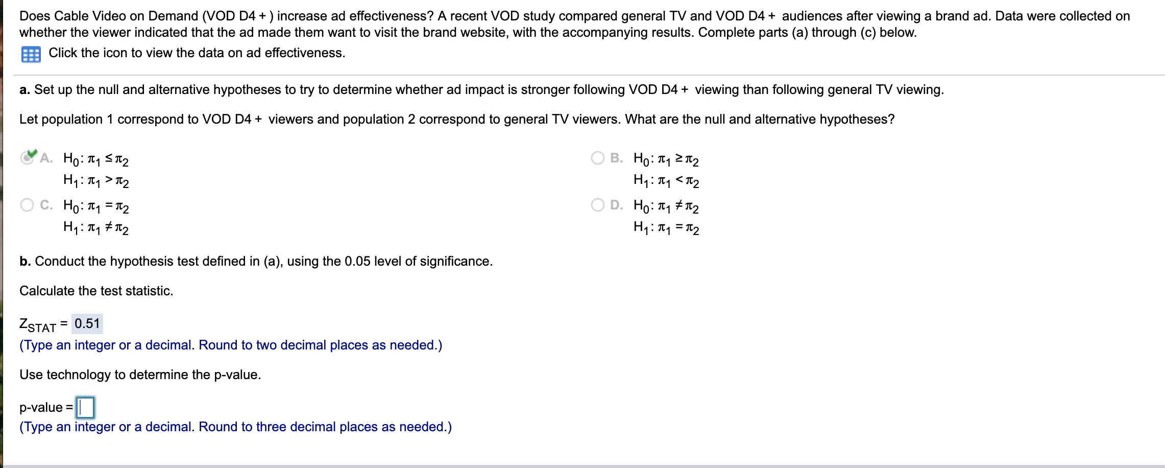 Hypothesis test for two sample proportion: how to find the P-value using