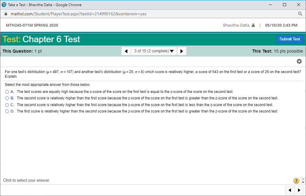 I need help answering this Take a Test - Bhavitha Datla -