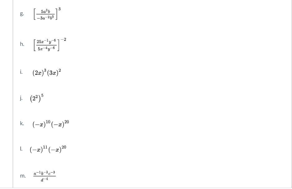 Simplify each expression.All variables represent nonzero real numbers.Remove negative exponents. \f\f