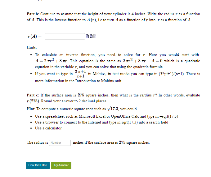 For your initial post in Brightspace, copy the description of your cylinder