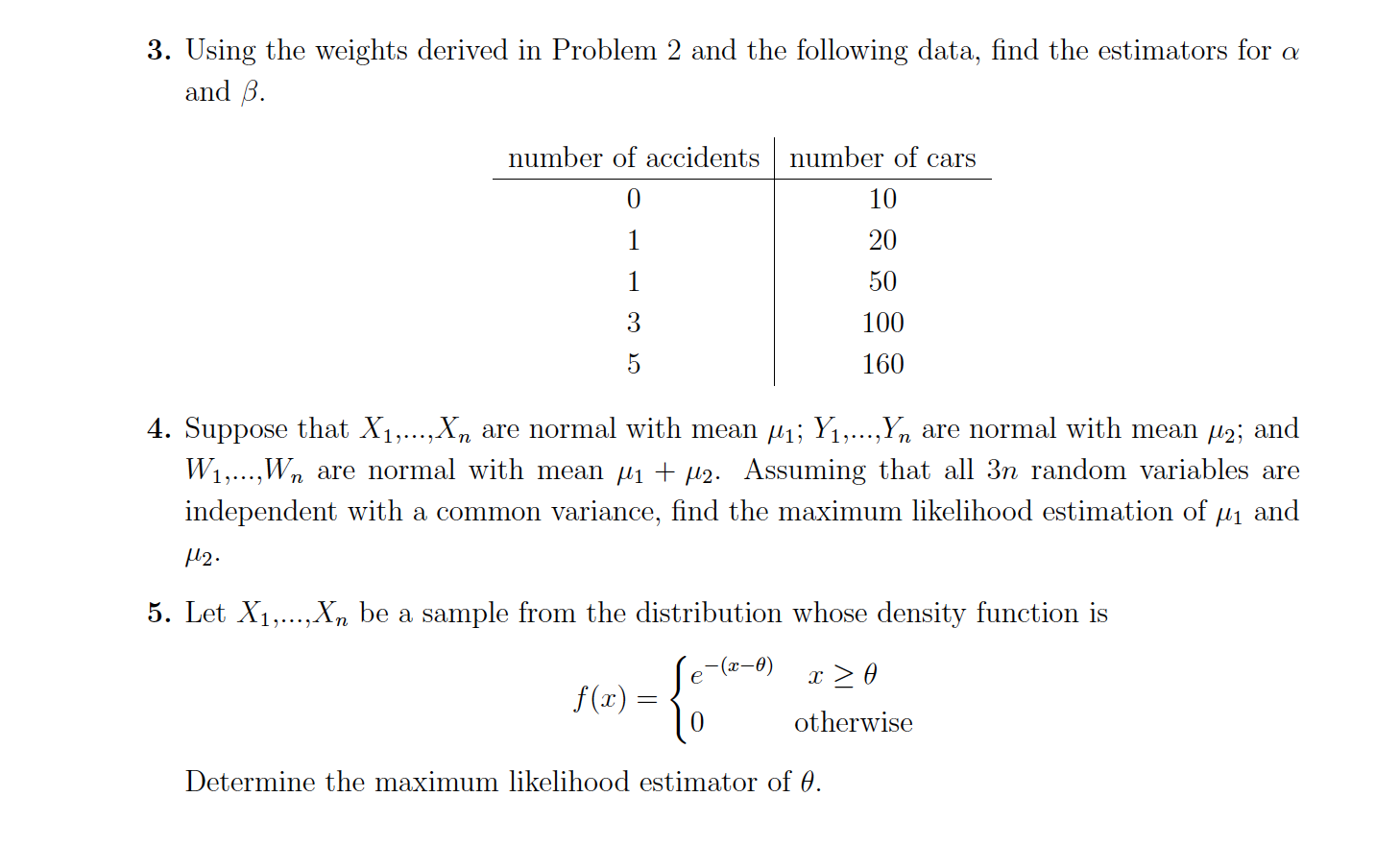 data, nd the estimators for 05 and ,8. number of accidents number