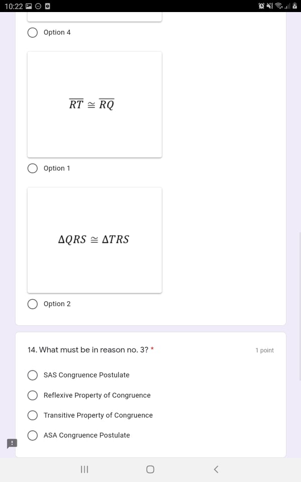in statement no. 1? * 1 point RS ~ SR Option 3