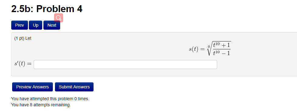 constants. f'(x) = Preview Answers Submit Answers You have attempted this problem