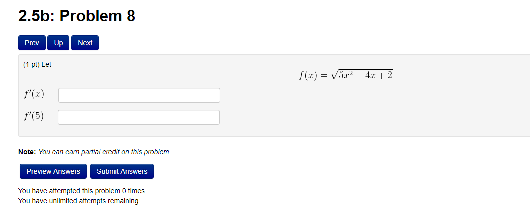 Next (1 pt) Find the derivative of k(a) = sina cos a