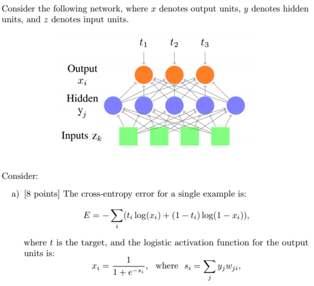 This is a question about machine learning neural network. Consider the following