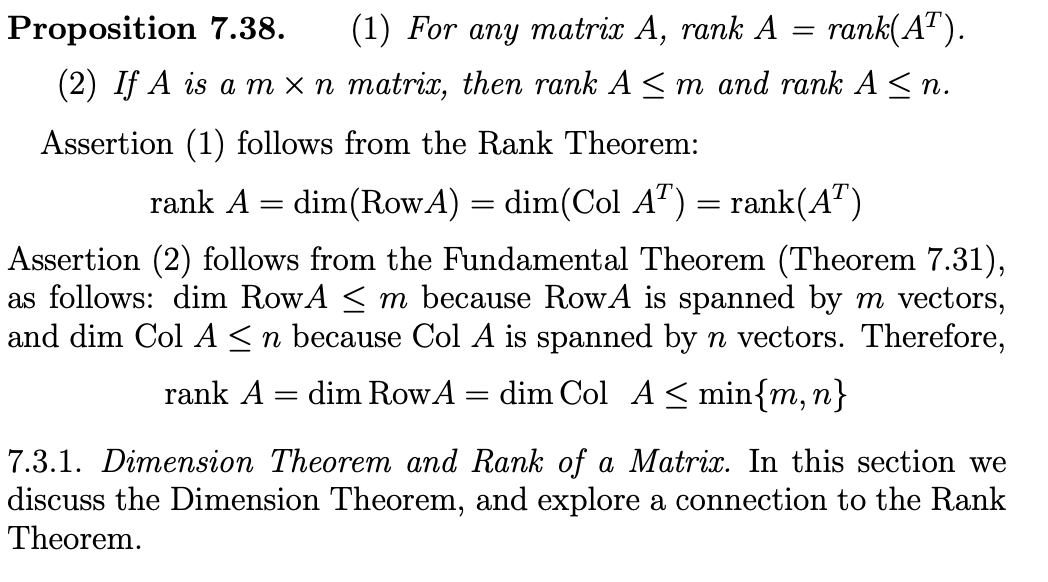 transformating T(x) = Ax. dim(Ker(A)) = dim(Im(A)) = Are the following statements