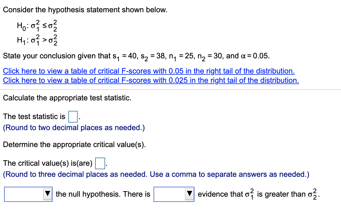 please help me answer this question...Consider the hypothesis statement shown below Consider