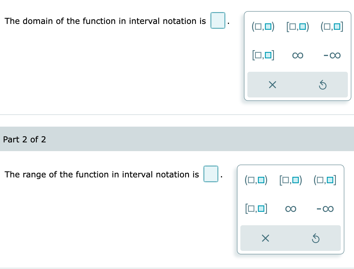 the function in interval notation is (0,0) [0,0) (0,0] [0,0] 00 -