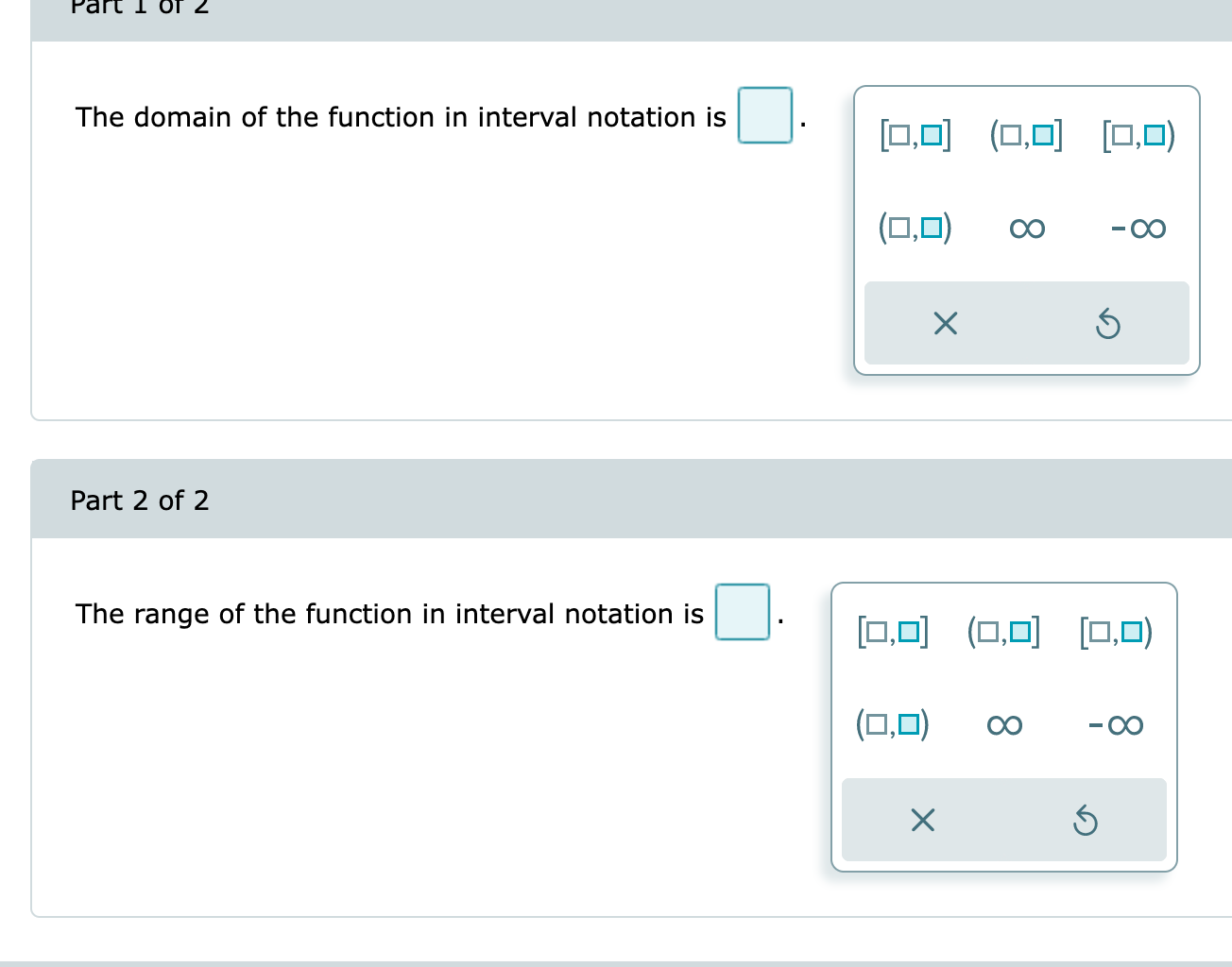 interval notation is (0,0) [0,0) (0,0] [0,0] - OO X 5Determine the