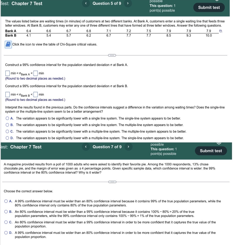  Test: Chapter 7 Test Question 5 of 9 possible This question: